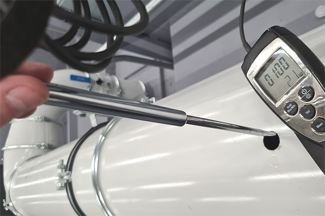 Filter Absaugleistung Volumenstrom Messung in Luftkanälen